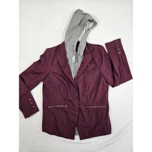 Torrid Womens Plaid One Button Blazer Jacket Plus Size 0 Red & Black Career‎